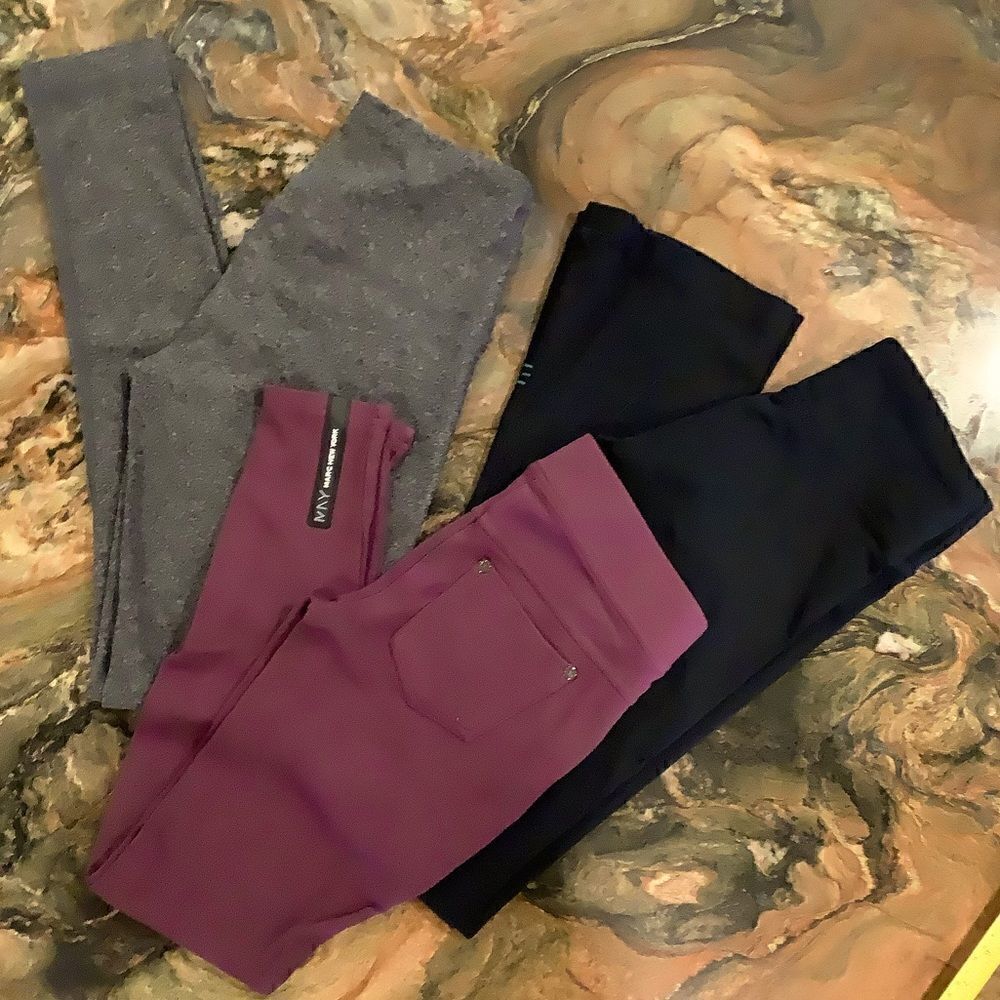 Leggings lot XS 3 pair black grey purple workout